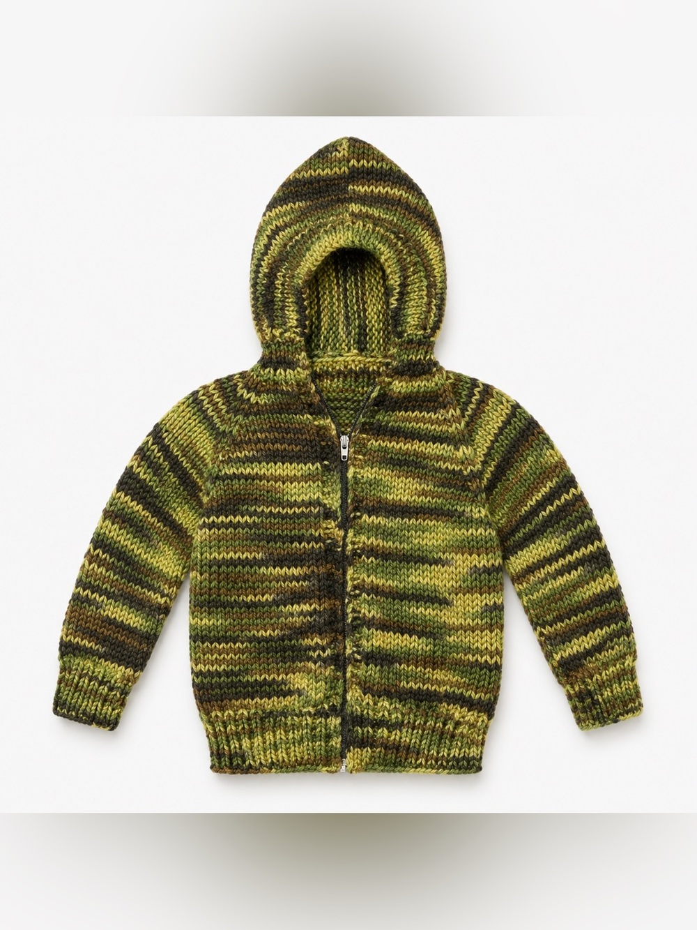 Striped Green and Brown Knit Hoodie